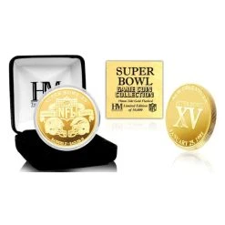 Highland Mint Super Bowl XV Gold Flip Coin NFL Münze 39mm, Vergoldet