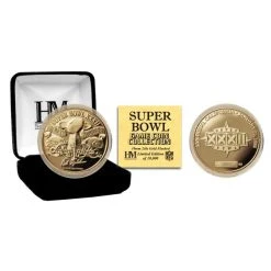 Highland Mint Super Bowl XXXII Gold Flip Coin NFL Münze 39mm, Vergoldet