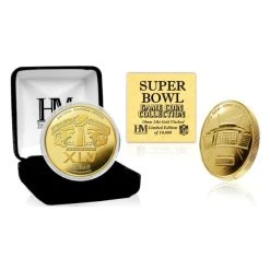 Highland Mint Super Bowl XLV Gold Flip Coin NFL Münze 39mm, Vergoldet