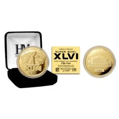 Highland Mint Super Bowl XLVI Gold Flip Coin NFL Münze 39mm, Vergoldet