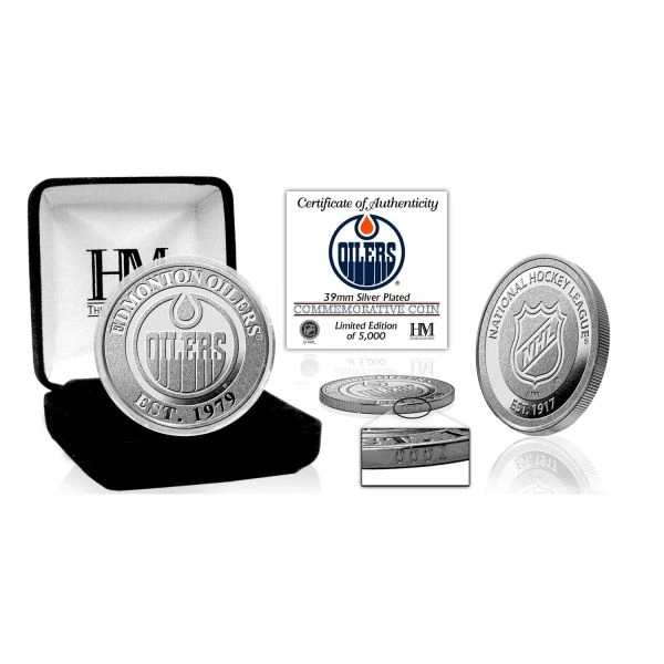 Highland Mint Edmonton Oilers NHL Commemorative Coin (39mm) Münze, Silber 1 Highland Mint Edmonton Oilers NHL Commemorative Coin (39mm) Münze, Silber