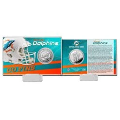 Highland Mint NFL Team History Silver Coin Card - Miami Dolphins