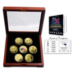 Highland Mint NFL New England Patriots Super Bowl Champions Gold Coin Set