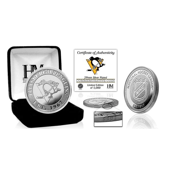 Highland Mint Pittsburgh Penguins NHL Commemorative Coin (39mm) Münze 1 Highland Mint Pittsburgh Penguins NHL Commemorative Coin (39mm) Münze