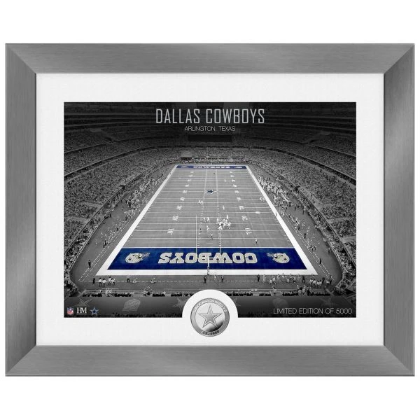 Highland Mint Dallas Cowboys NFL Stadion Silber Coin Bild 40x33cm 1 Highland Mint Dallas Cowboys NFL Stadion Silber Coin Bild 40x33cm
