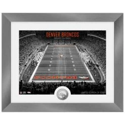 Highland Mint Denver Broncos NFL Stadion Silber Coin Bild 40x33cm