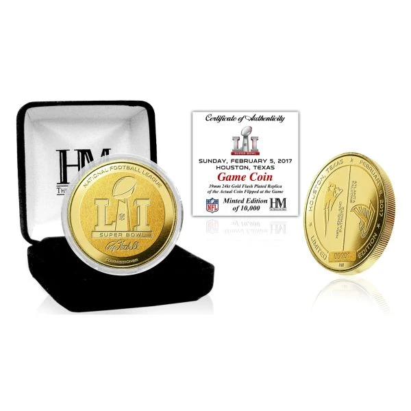 Highland Mint Super Bowl LI Gold Flip Coin NFL Münze 39mm, Vergoldet 1 Highland Mint Super Bowl LI Gold Flip Coin NFL Münze 39mm, Vergoldet