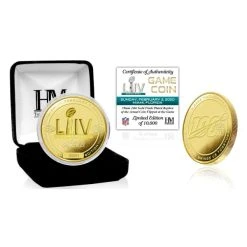 Highland Mint Super Bowl LIV Gold Flip Coin NFL Münze 39mm, Vergoldet
