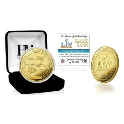 Highland Mint Super Bowl LV Gold Flip Coin NFL Münze 39mm, Vergoldet