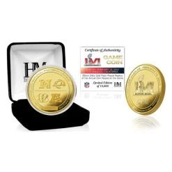 Highland Mint Super Bowl LVI Gold Flip Coin NFL Münze 39mm, Vergoldet